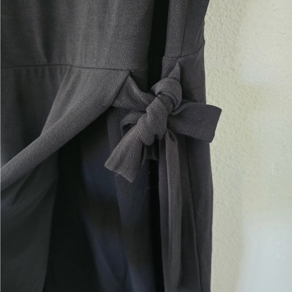 $89 Loft Black Wrap Dress Women Sz 14 Sleeveless SideTie Pencil Witchy New - Picture 8 of 12